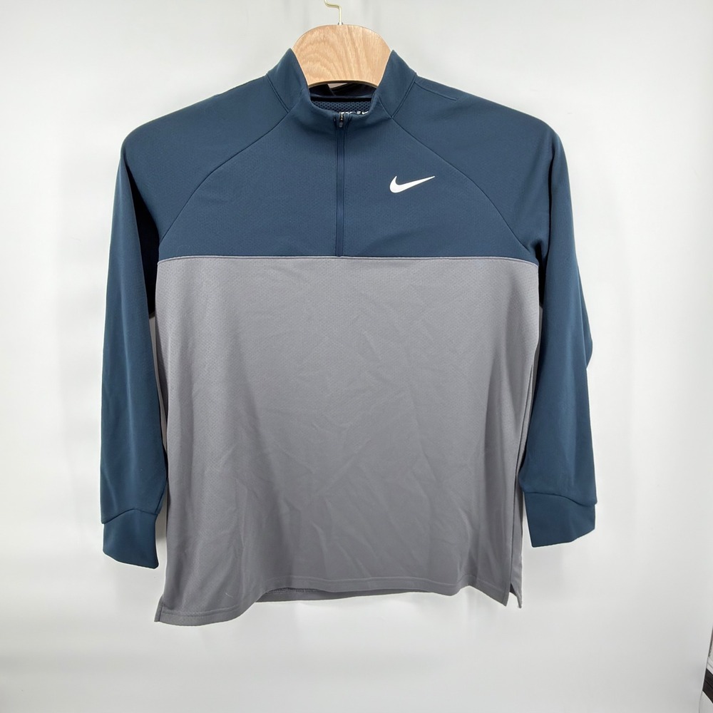 Nike Golf 1/4 Zip Pullover Mens XL Blue Gray Colorblock Dri-FIT Athletic